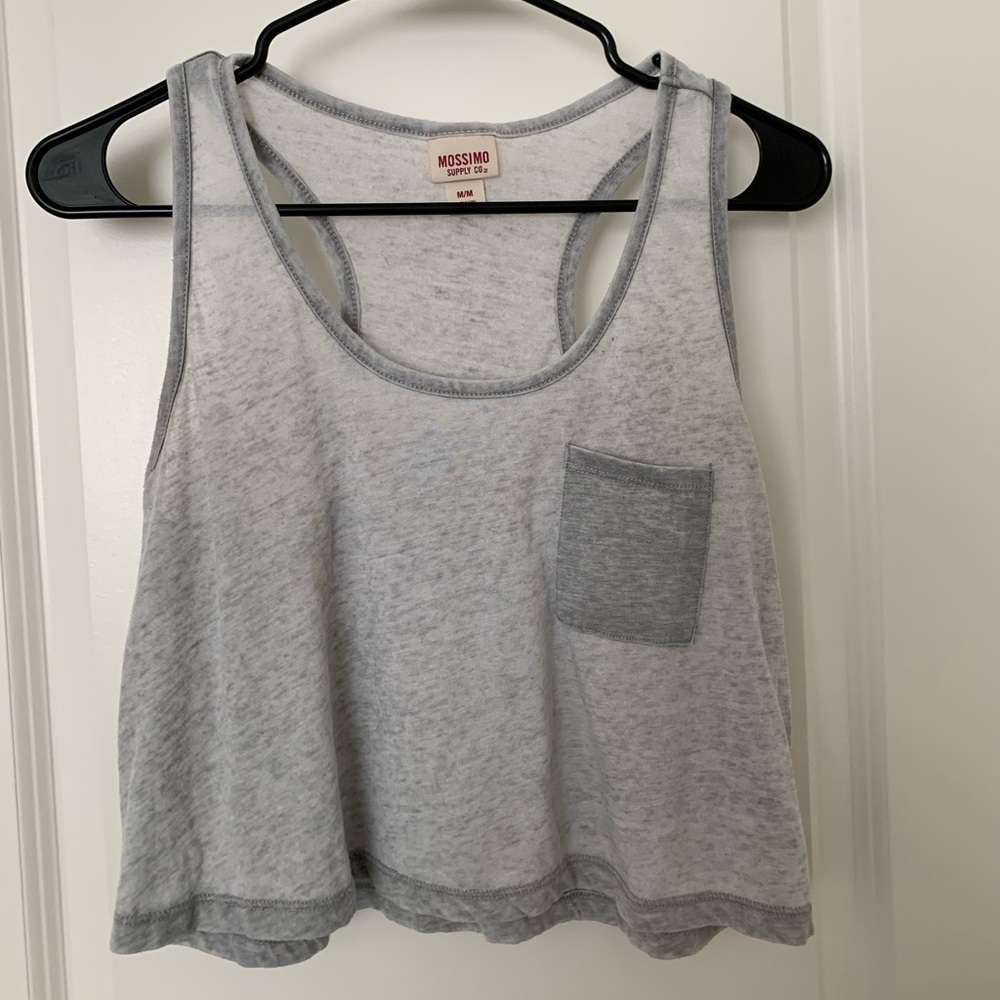 Sheer grey cropped tank top